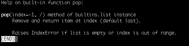 Pop method for list in Python