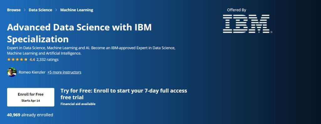 Advanced Data Science with IBM Specialization by IBM