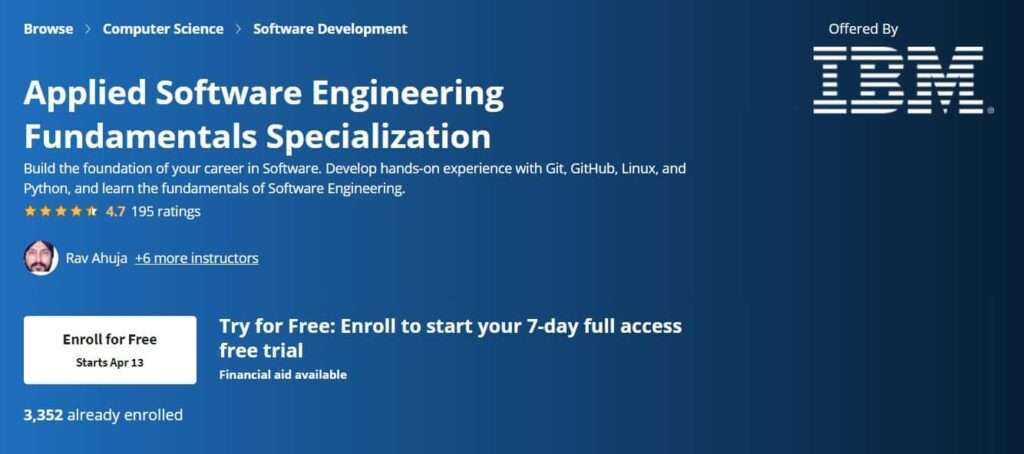 Applied Software Engineering Fundamentals Specialization by IBM