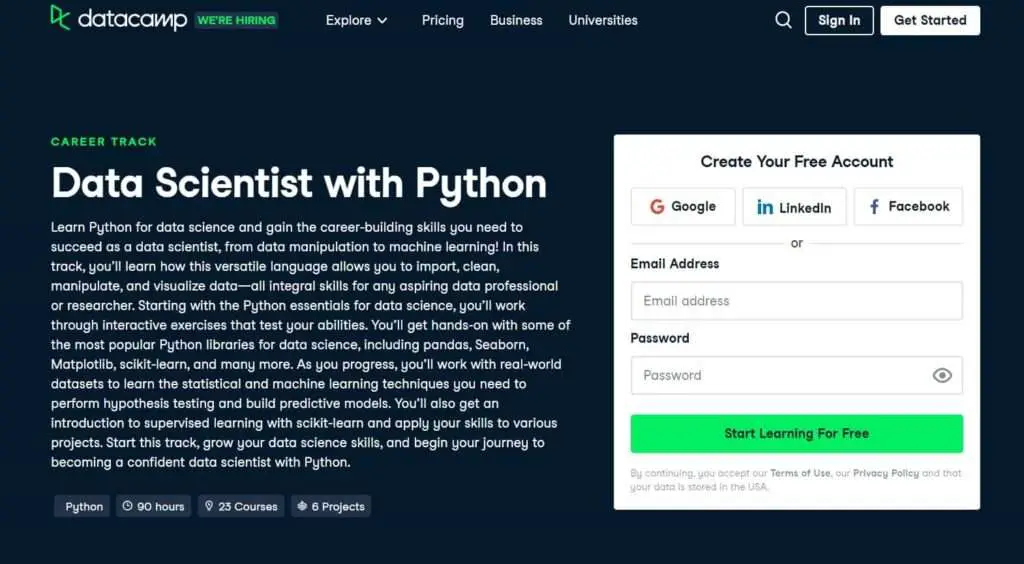 Data Scientist with Python by Datacamp